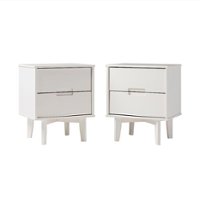 Walker Edison - Mid Century Solid Wood Nightstand set of 2 - White - Front_Zoom