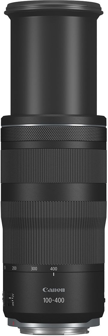 Angle View: Canon - RF100-400mm F5.6-I IS USM Telephoto Zoom Lens for EOS R-Series Cameras - Black