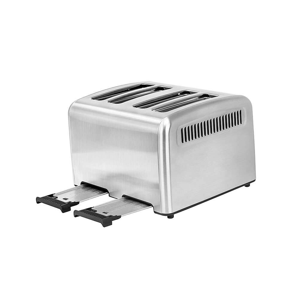 Left View: Kalorik - 4-Slice Toaster - Stainless Steel