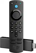 Front. Amazon - Fire TV Stick 4K with Alexa Voice Remote, Dolby Vision, HD Streaming Media Player (includes TV controls) - Black.