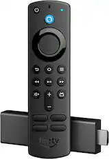 Front. Amazon - Fire TV Stick 4K with Alexa Voice Remote, Dolby Vision, HD Streaming Media Player (includes TV controls) - Black.