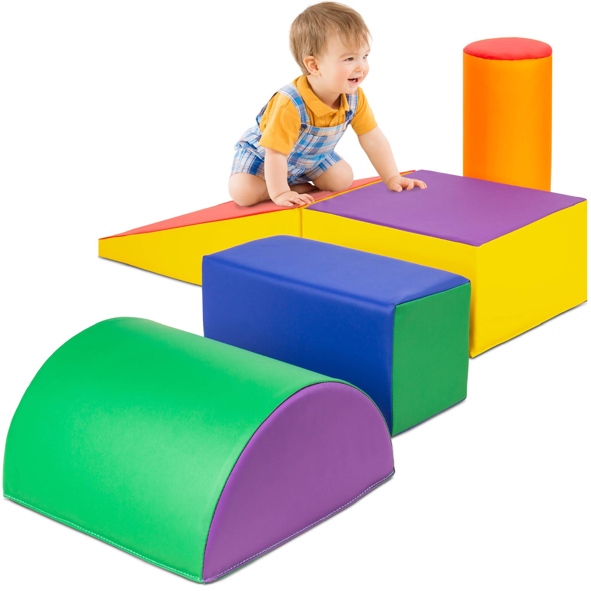 Front. Best Choice Products - Best Choice Products 5-Piece Kids Climb & Crawl Soft Foam Block Playset Structures for Child Development - Multicolor - Multicolor.