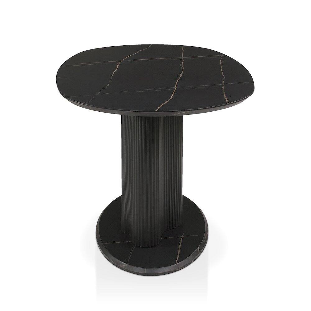 Alt View 2. Furniture of America - Elara Iron Base Pedestal Oval Dining Table - Black.