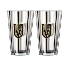 Logo Brands - Vegas Golden Knights Two-Piece 16oz. Striped Pint Glass Set - Multicolor