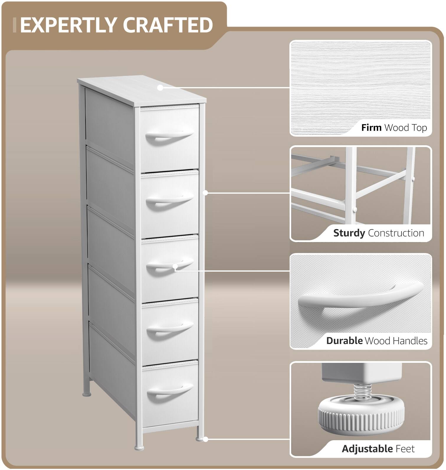 EXPERTLY CRAFTED

- Firm Wood Top
- Sturdy Construction
- Durable Wood Handles
- Adjustable Feet