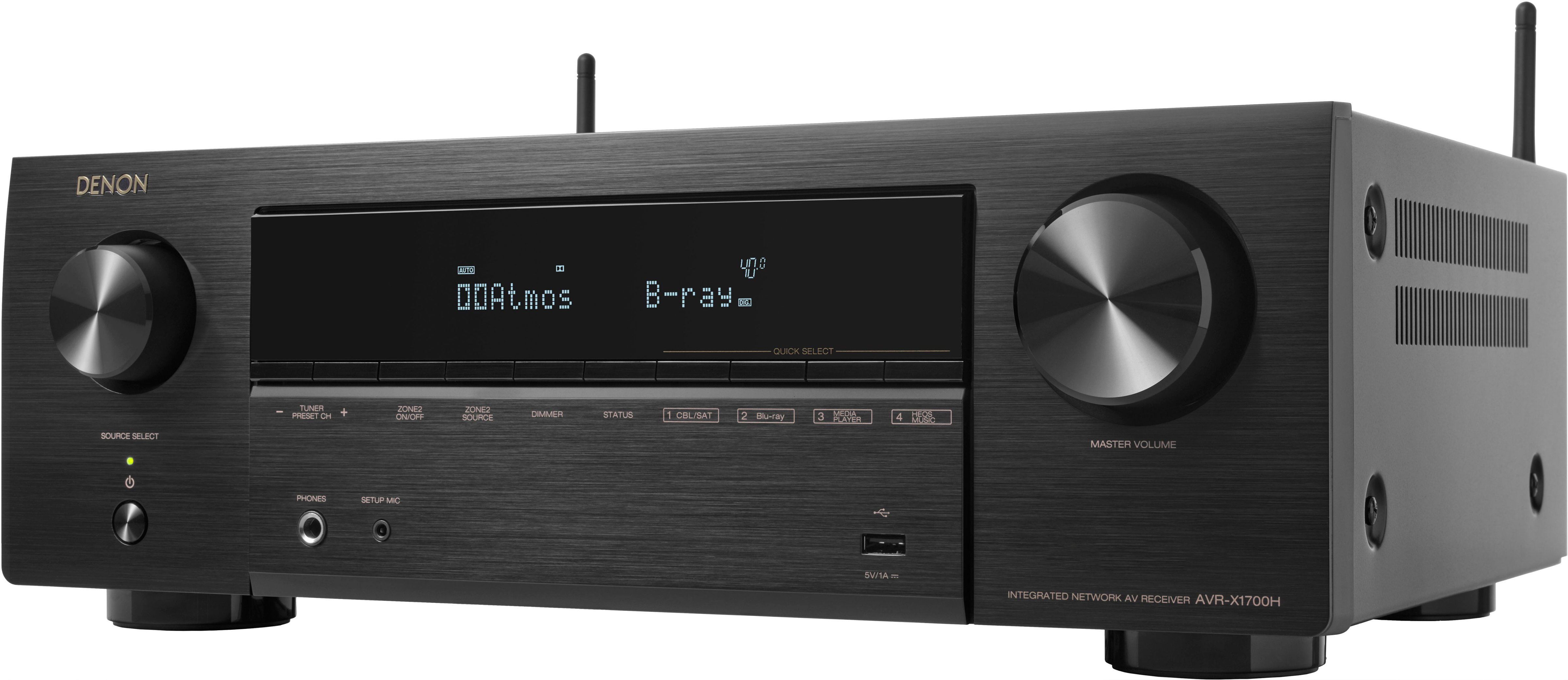 financieel George Hanbury Bengelen Denon AVR-X1700H (80W X 7) 7.2-Ch. with HEOS and Dolby Atmos 8K Ultra HD  HDR Compatible AV Home Theater Receiver with Alexa Black AVR-X1700H - Best  Buy