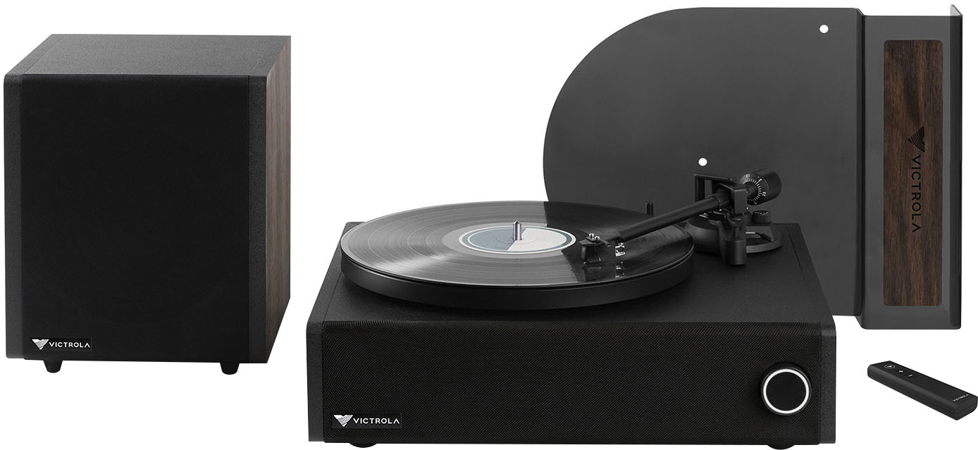 Angle View: Victrola - Premiere V1 Turntable Music System - Espresso