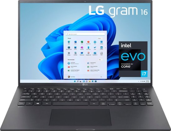LG – gram 16” WQXGA IPS Laptop Intel Evo Platform 11th Gen Intel Core i7 16GB RAM 1TB NVMe SSD – Black