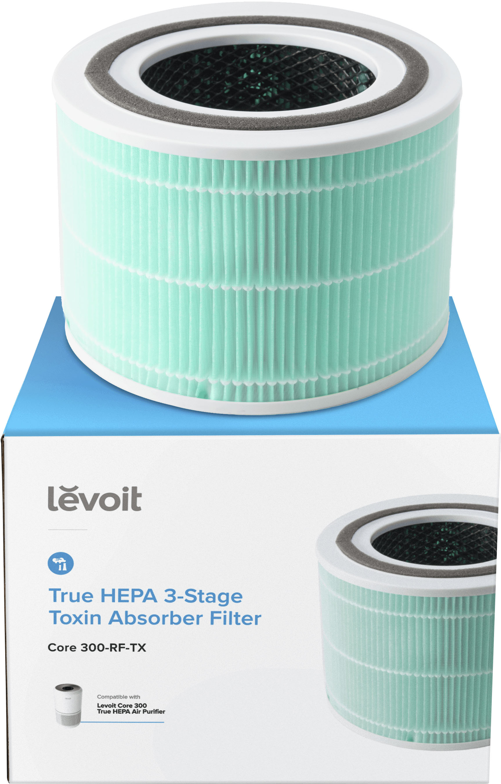  Core 300 To-xin Absorber Replacement Filter for LEVOIT Core 300  and Core 300S Air Purifier, 1 Pack 3-in-1 H13 Grade True HEPA Filter  Replacement, Compared to Part # Core 300-RF-TX (Green) 