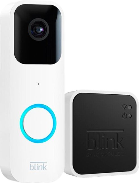 Front Zoom. Blink - Video Doorbell + Sync Module 2 - Wired or wire free, Two way audio, HD video and Alexa Enabled - White.