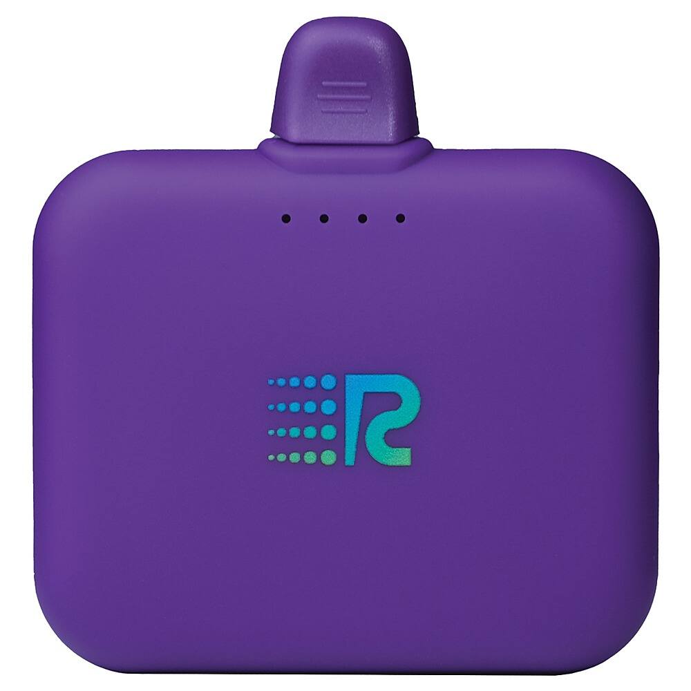 Front. RUSH CHARGE - Air Power Bank with Lightning Connector - Purple.