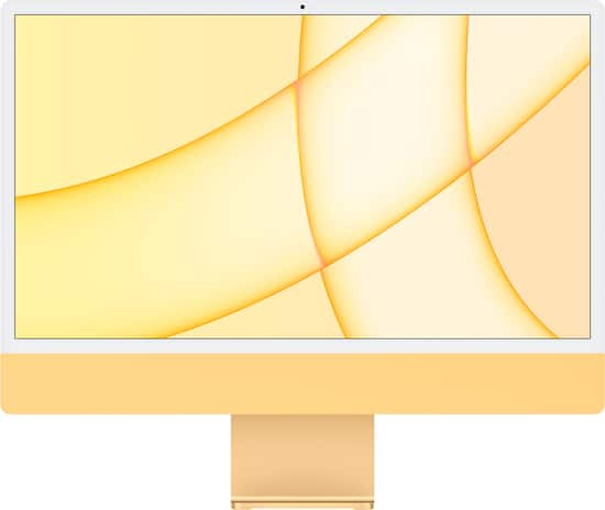 Front Zoom. iMac 24" with Retina 4.5k display All-In-One - Apple M1 - 8GB Memory - 256GB SSD - w/Touch ID - Yellow.