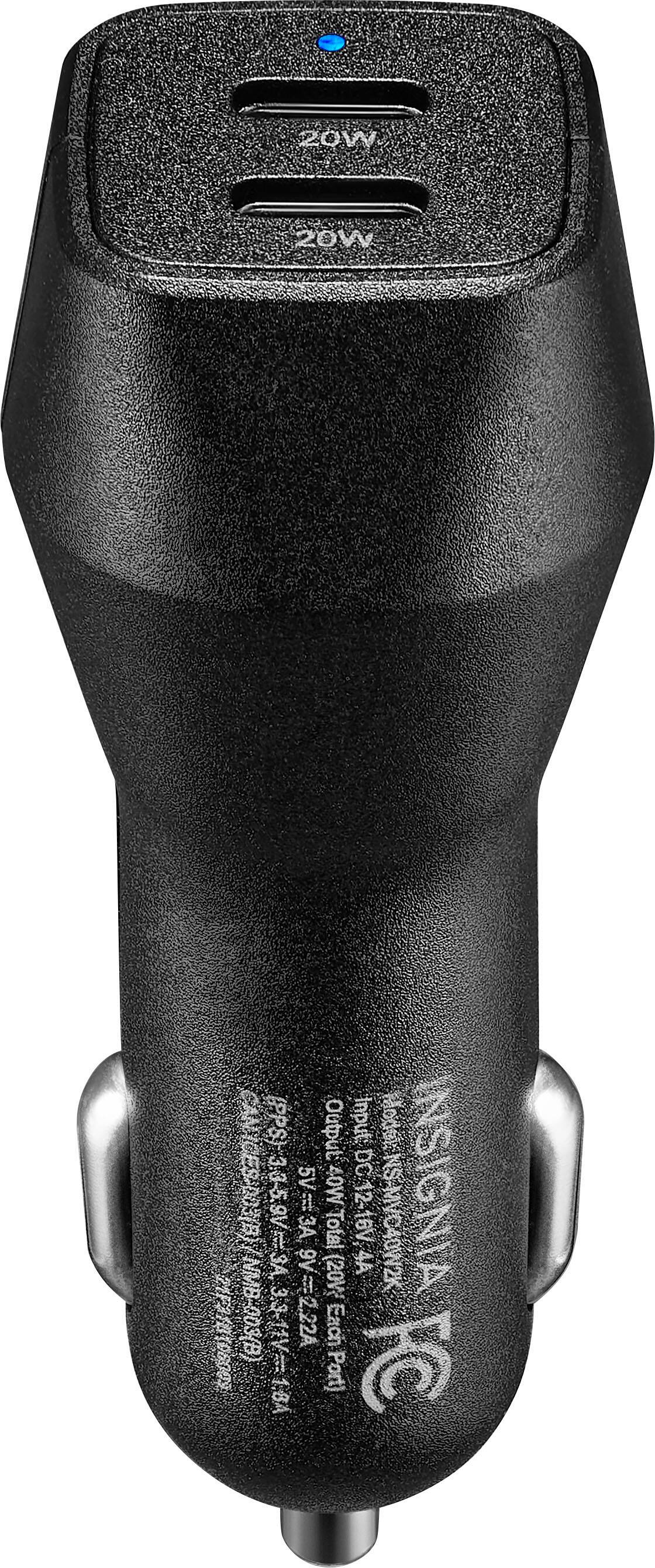 Alt View 16. Insignia™ - 40W Dual USB-C Port Vehicle Charger - Black.