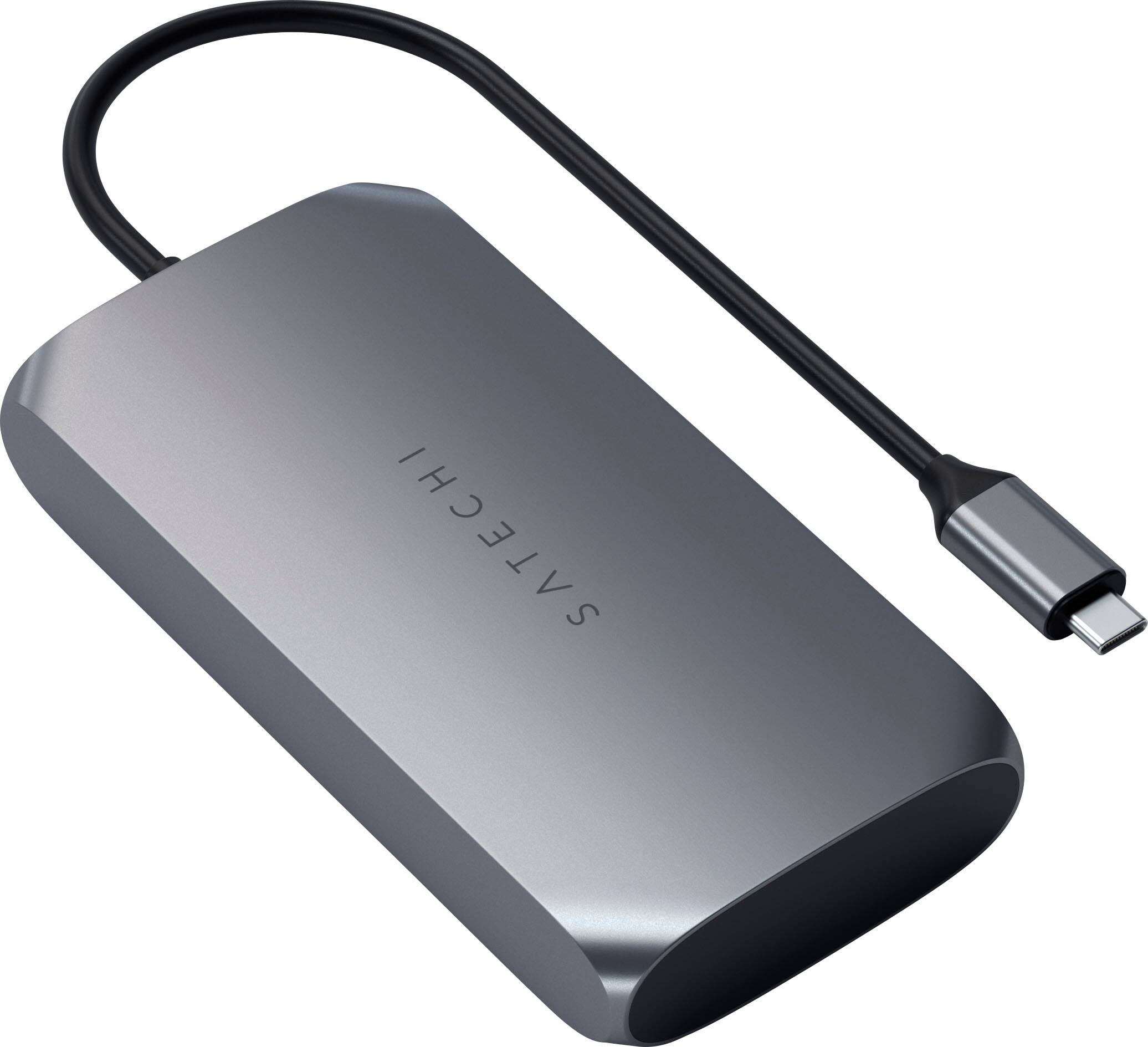 Alt View 23. Satechi - USB-C Multimedia Adapter for M1/M2 with 2 4K HDMI, USB C PD (85W), USB-C, 2 USB-A for MacBook, iPad, Mac & Windows - Space Gray.