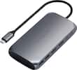 Front. Satechi - USB-C Multimedia Adapter for M1/M2 with 2 4K HDMI, USB C PD (85W), USB-C, 2 USB-A for MacBook, iPad, Mac & Windows - Space Gray.