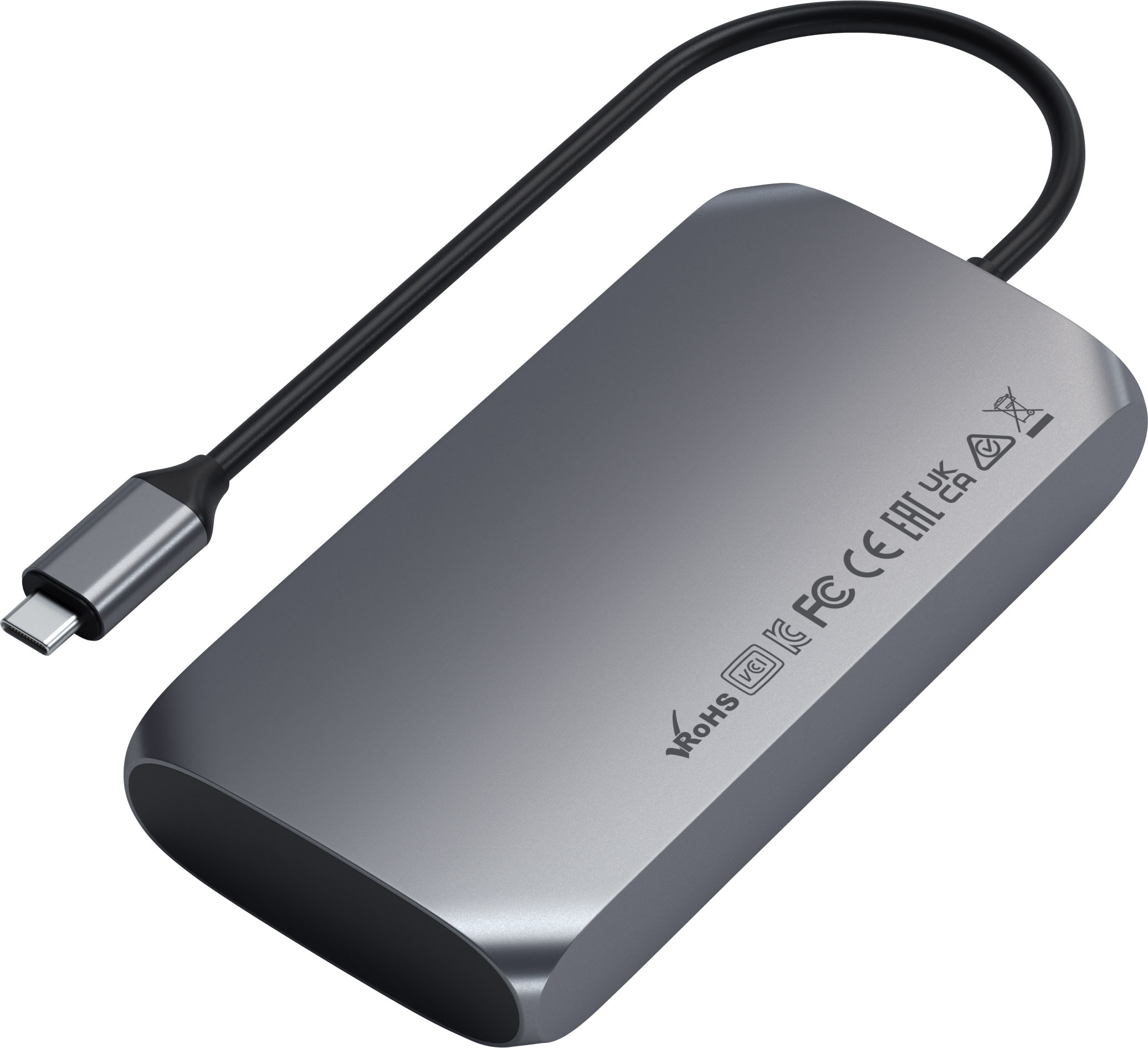Left View: Satechi - USB-C Multimedia Adapter M1 - Space Gray