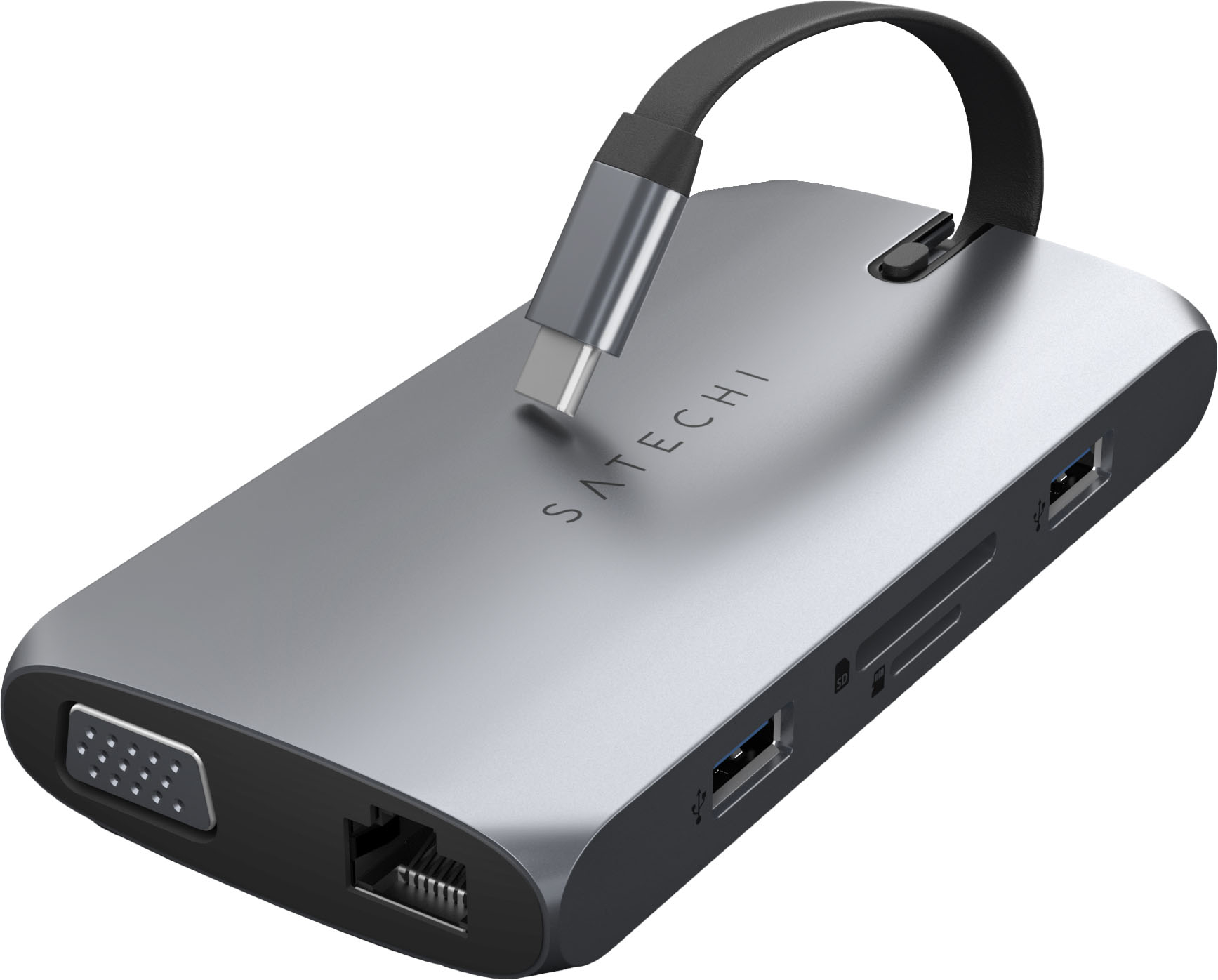 Angle View: Satechi - USB-C On-The-Go 9-in-1 Multiport Adapter - Space Gray