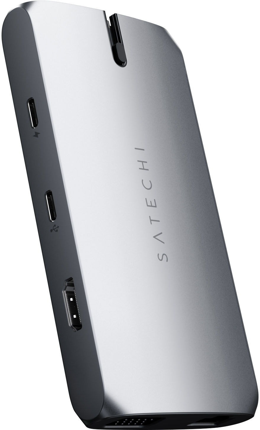 Left View: Satechi - USB-C On-The-Go 9-in-1 Multiport Adapter - Space Gray