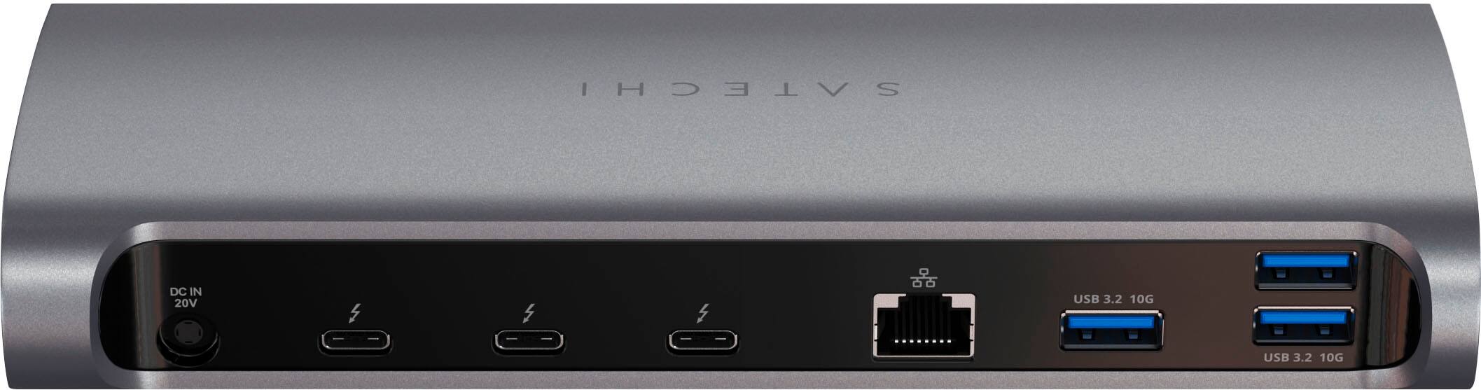 Alt View 13. Satechi - Thunderbolt 4 Dock 12-in-1 – 3 Thunderbolt 4 Ports, 3 USB-A 3.2, USB-A 2.0, SD Card, Ethernet, Audio Jack - Space Gray.