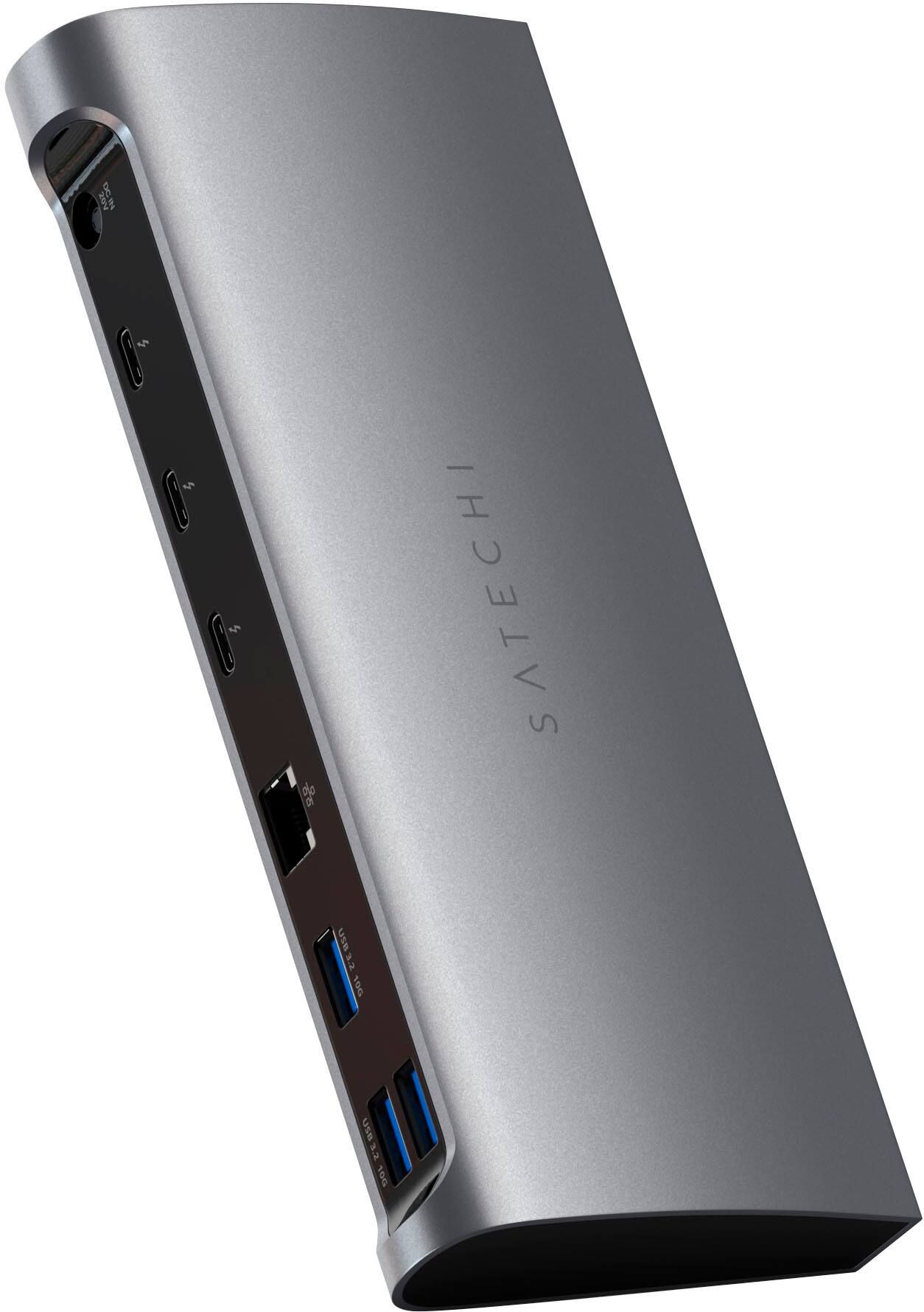 Alt View 16. Satechi - Thunderbolt 4 Dock 12-in-1 – 3 Thunderbolt 4 Ports, 3 USB-A 3.2, USB-A 2.0, SD Card, Ethernet, Audio Jack - Space Gray.