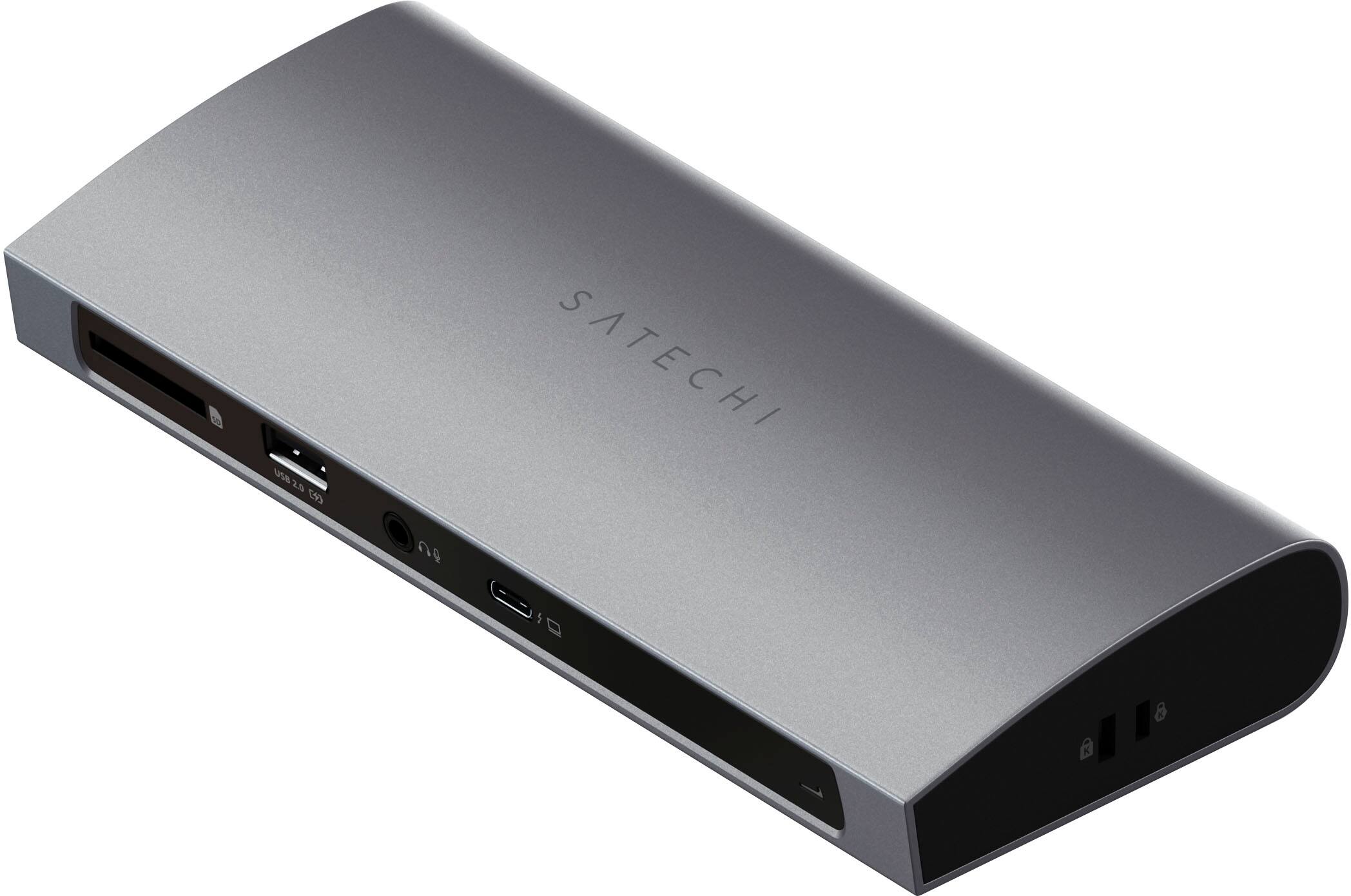 Alt View 22. Satechi - Thunderbolt 4 Dock 12-in-1 – 3 Thunderbolt 4 Ports, 3 USB-A 3.2, USB-A 2.0, SD Card, Ethernet, Audio Jack - Space Gray.