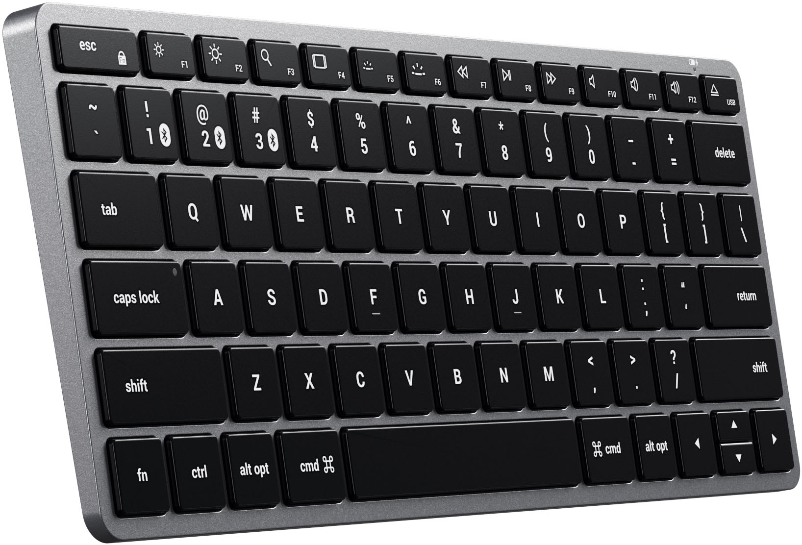 Angle View: Satechi - Slim X1 TKL 60% Bluetooth Scissor Keyboard with Backlit Keys - Space Gray