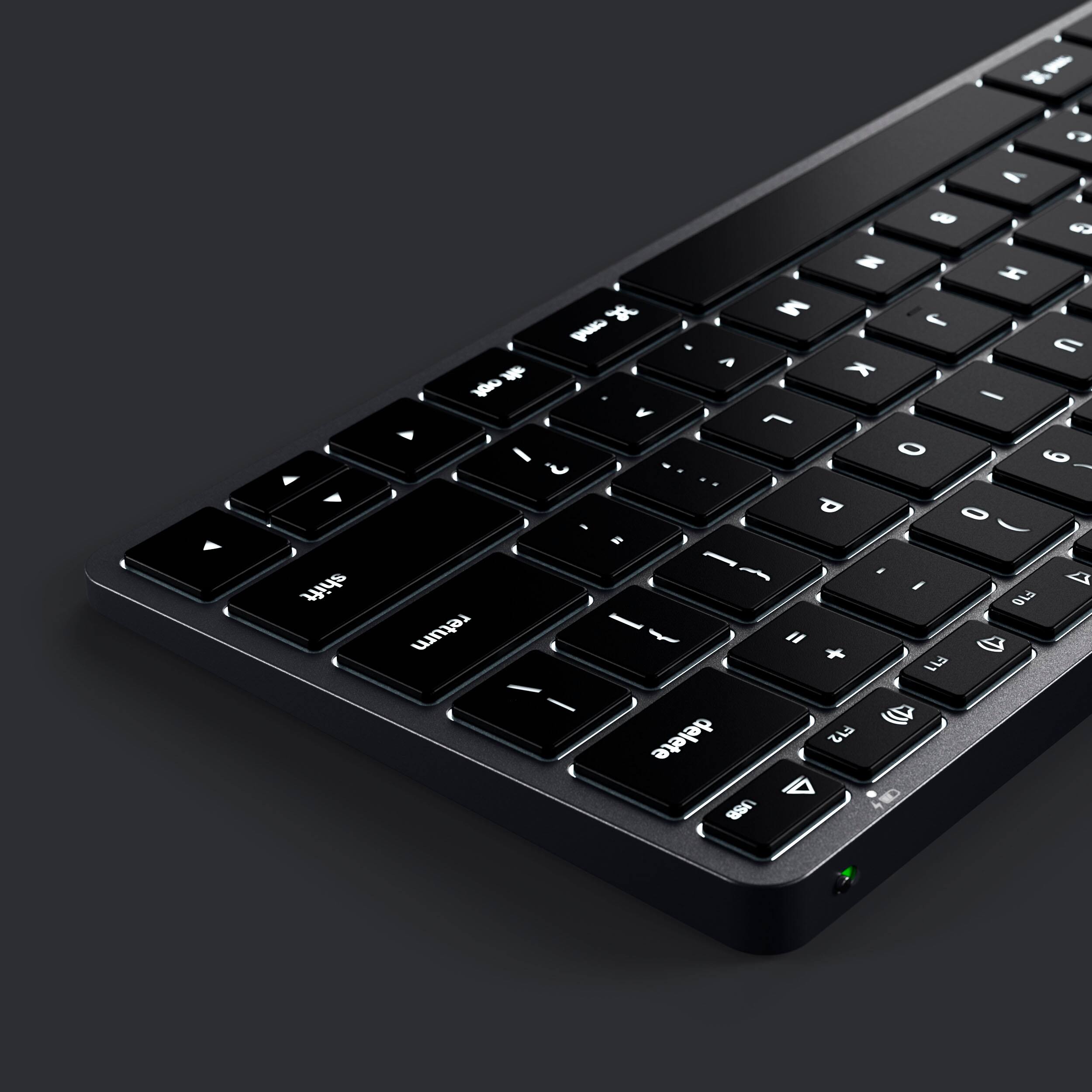Alt View 11. Satechi - Slim X1 TKL 60% Bluetooth Scissor Keyboard with Backlit Keys - Space Gray.