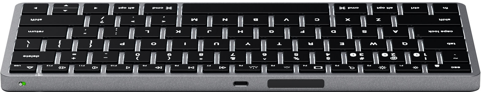 Left View: Satechi - Slim X1 TKL 60% Bluetooth Scissor Keyboard with Backlit Keys - Space Gray