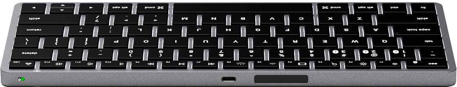 Left. Satechi - Slim X1 TKL 60% Bluetooth Scissor Keyboard with Backlit Keys - Space Gray.
