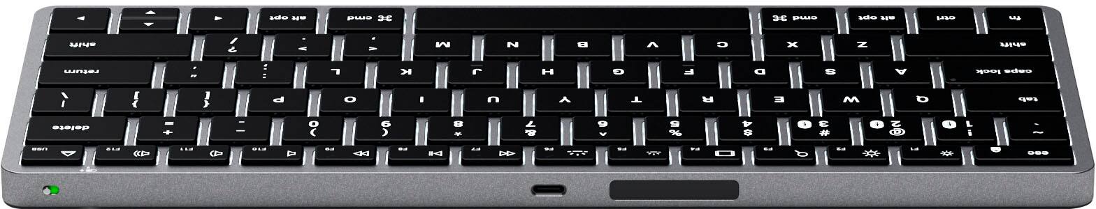 Left. Satechi - Slim X1 TKL 60% Bluetooth Scissor Keyboard with Backlit Keys - Space Gray.