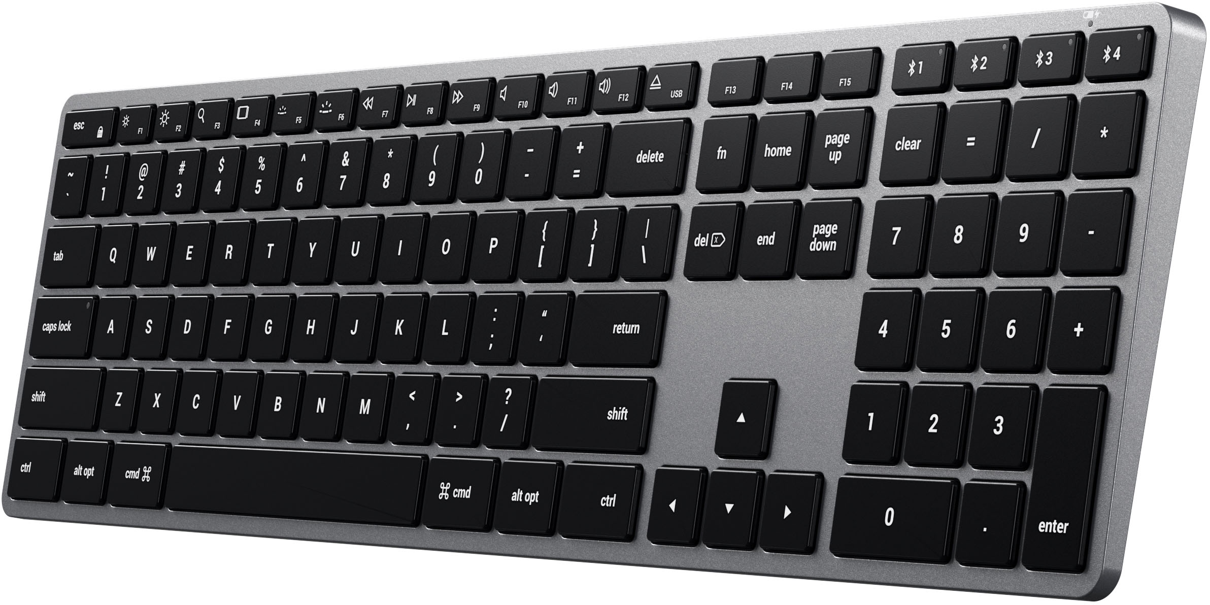 Angle View: Satechi - Slim X3 Full-Size Bluetooth Scissor Keyboard Backlit Keys - Space Gray