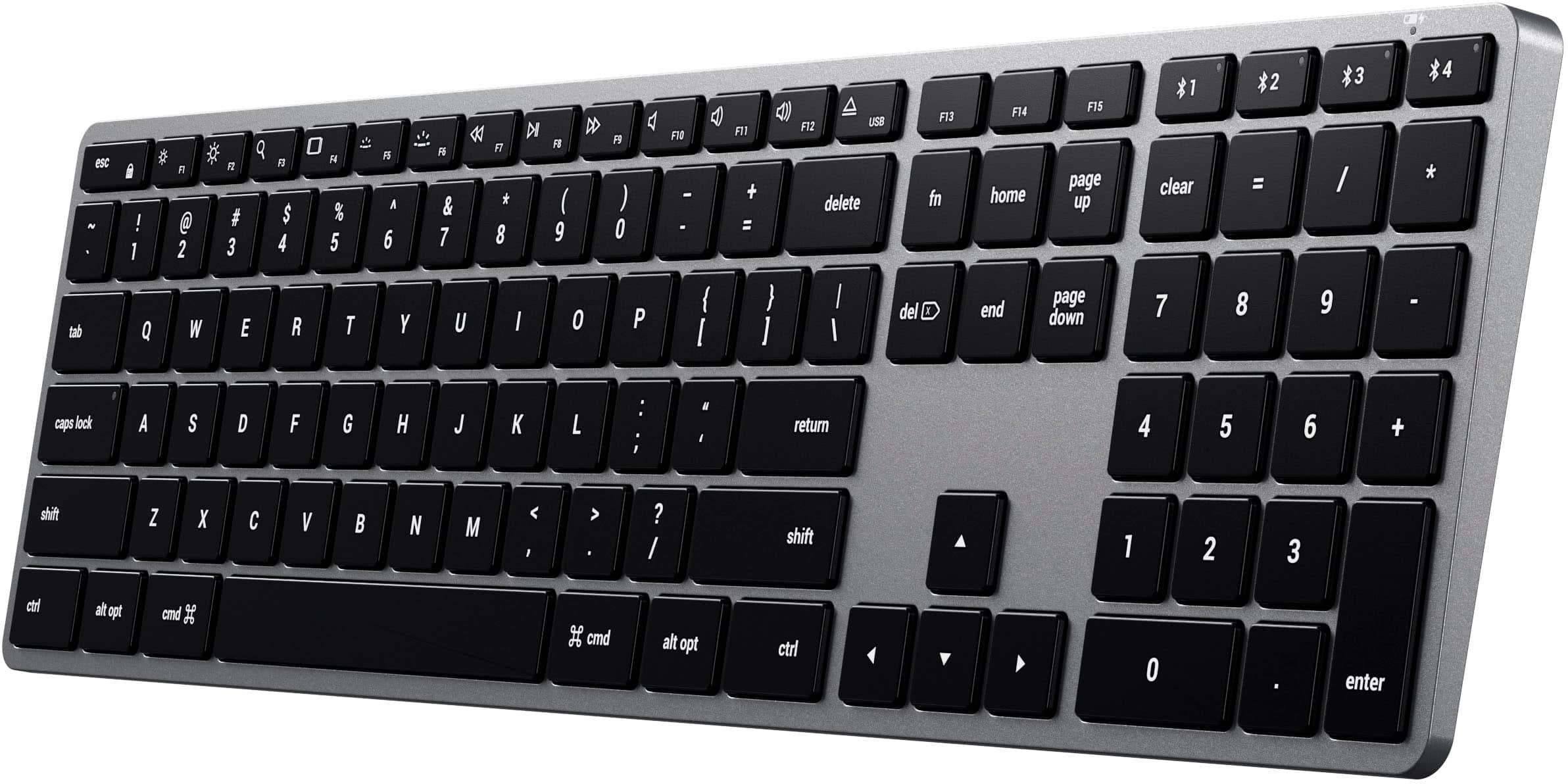 Angle. Satechi - Slim X3 Full-Size Bluetooth Scissor Keyboard Backlit Keys - Space Gray.