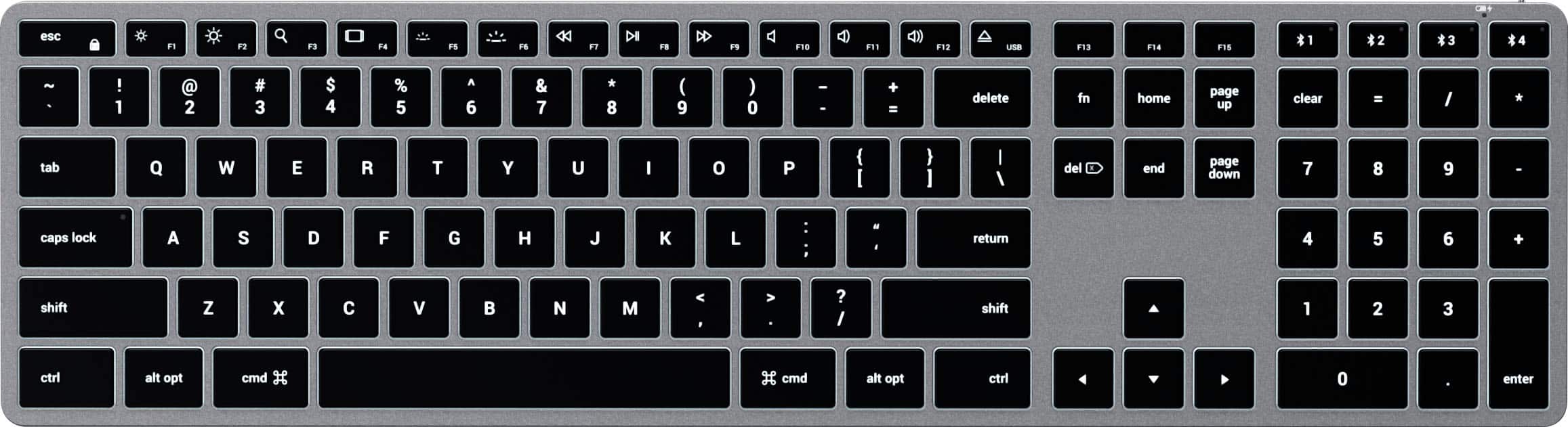 Front. Satechi - Slim X3 Full-Size Bluetooth Scissor Keyboard Backlit Keys - Space Gray.