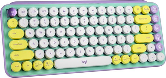 Front Zoom. Logitech - POP Keys Wireless Mechanical Tactile Switch Keyboard for Windows/Mac with Customizable Emoji Keys - Daydream Mint (Purple).