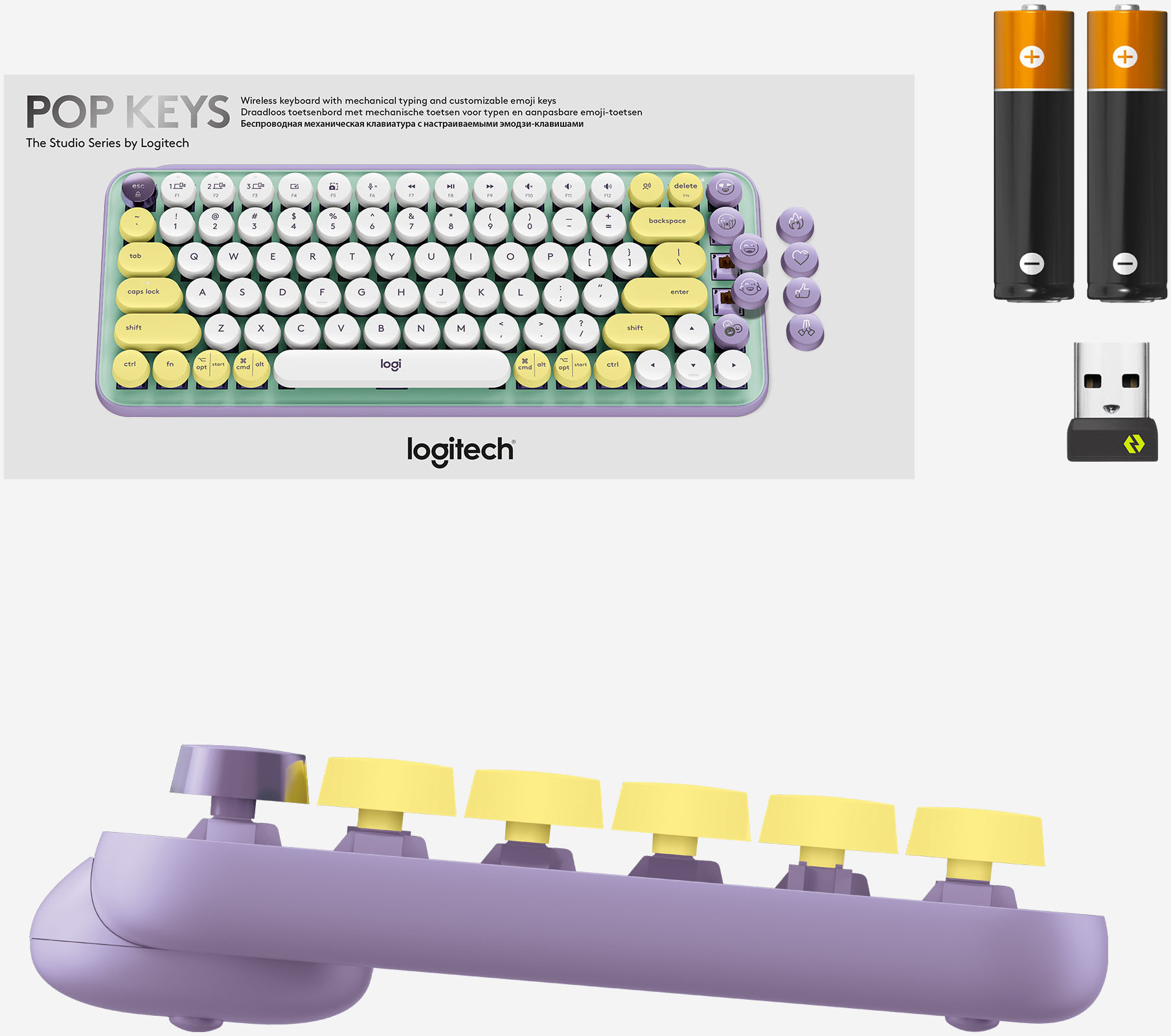 Logitech POP Keys Wireless Mechanical Keyboard With Emoji Keys clavier  Bluetooth AZERTY Français Couleur menthe sur