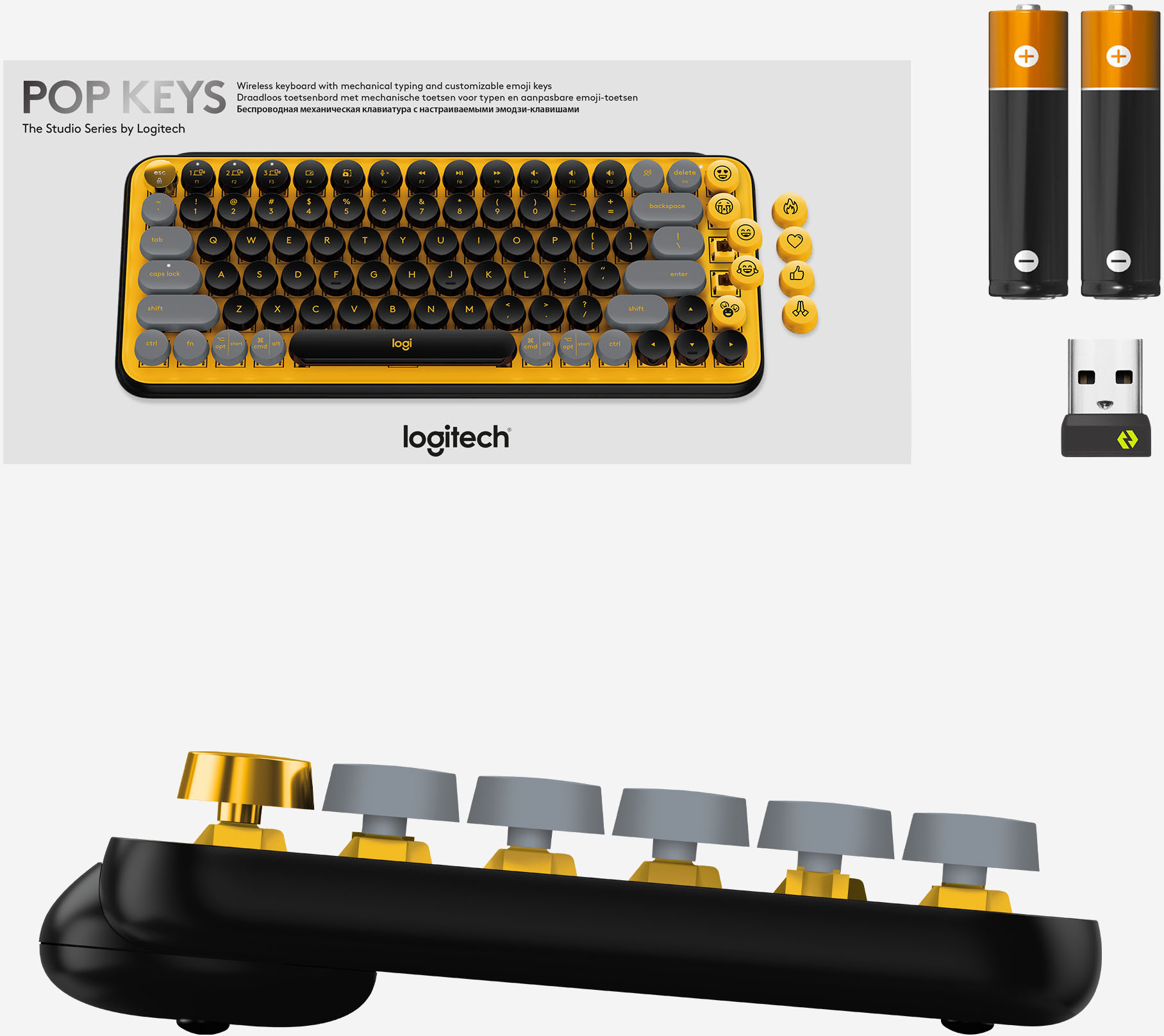 Logitech POP Keys Wireless Mechanical Tactile Switch Keyboard for