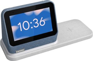 Lenovo - Smart Clock (2nd Gen) 4" Smart Display with Google Assistant and Wireless Charging Dock - Abyss Blue - Front_Zoom