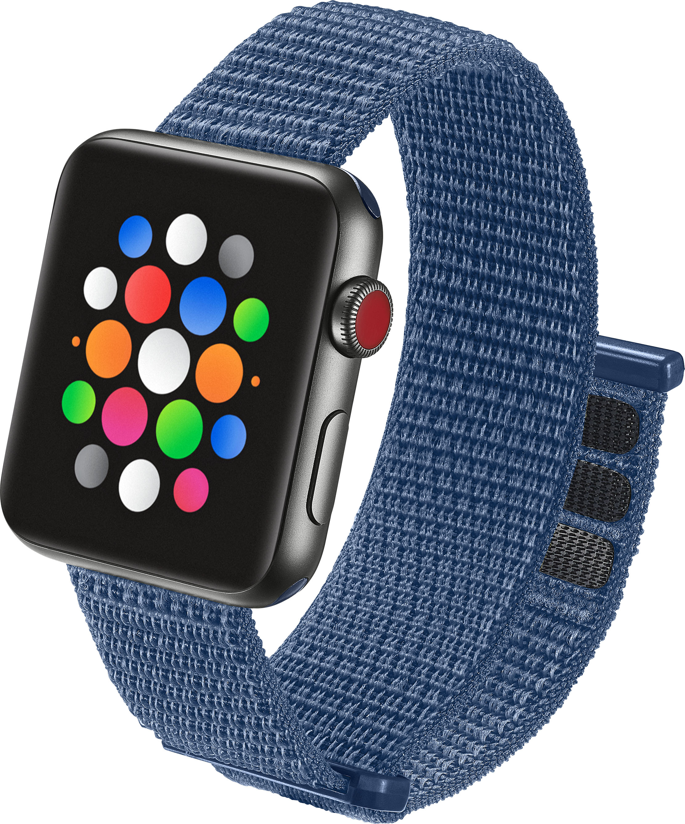 Left View: Modal™ - Nylon Watch Band for Apple Watch™ 42mm, 44mm and 45mm - Blue