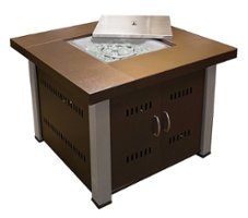 AZ Patio Heaters - Outdoor Propane Fire Pit - Hammered Bronze and Stainless Steel - Front_Zoom