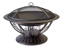 AZ Patio Heaters - Wood Burning Fire Pit with Scroll Design - Black - Front_Zoom
