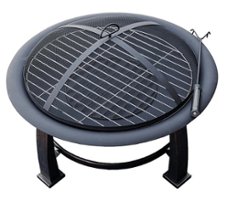 AZ Patio Heaters Wood Burning Fire Pit with Cooking Grate - Black - Front_Zoom