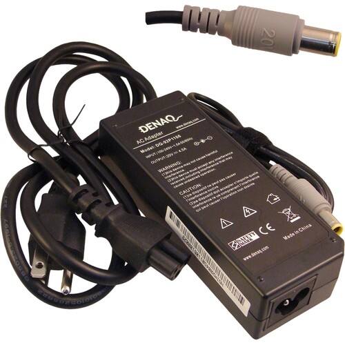 DENAQ - AC Adapter for IBM 3000 C100 N100 V100; ThinkPad R60e R61 T60 T60p X60 X60s Z60 Z60m Z60t Z61e Z61t - Black - Larger Front