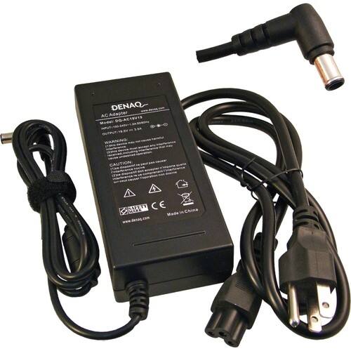 Front. DENAQ - AC Adapter for SONY PCG Series; PCG-XR1 PCG-XR7 PCG-XR9 PCG-Z505GAM PCG-Z505JEK PCG-Z505NR PCG-381L - Black.