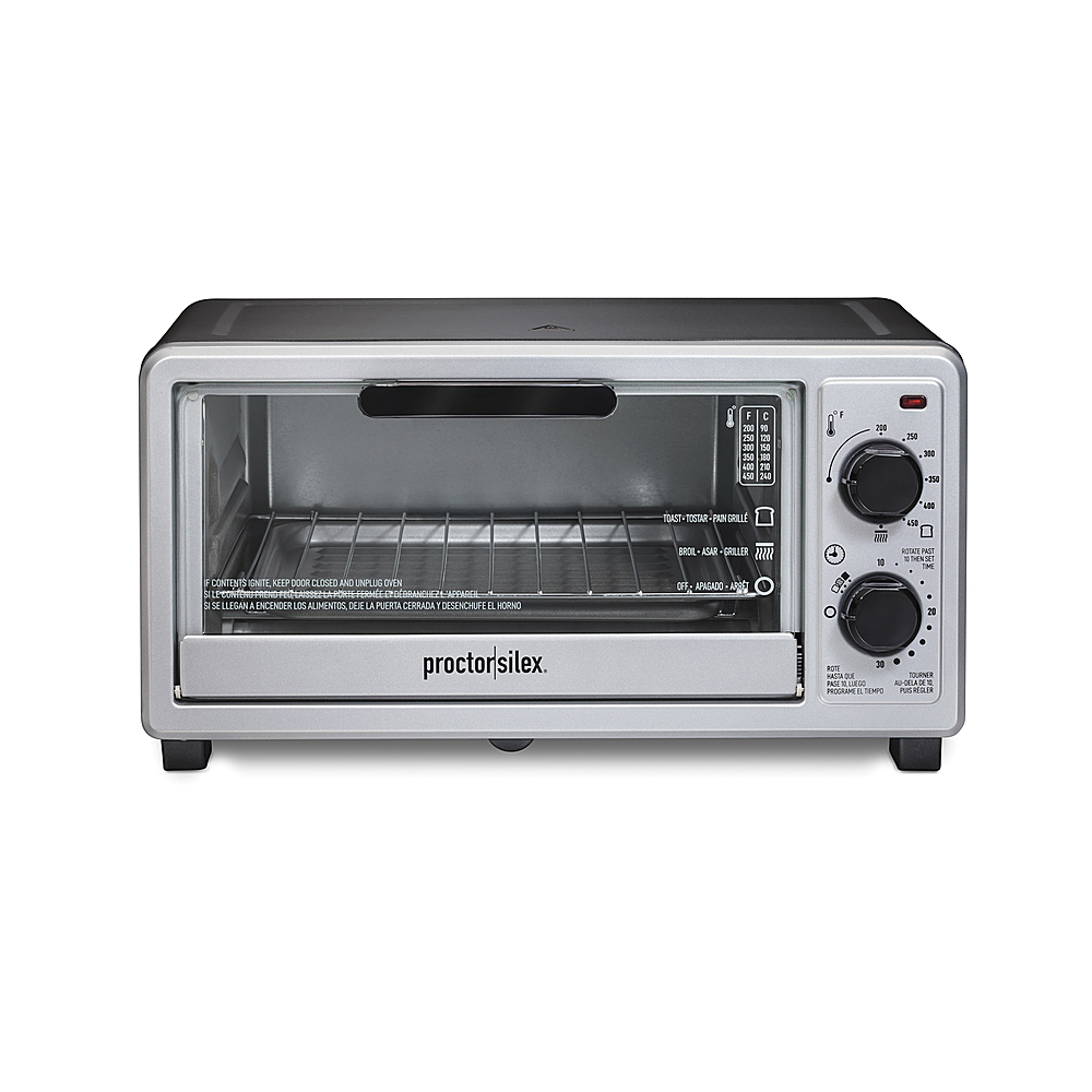 Angle View: Proctor Silex 4 Slice Toaster Oven with Broiler - BLACK
