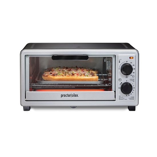 Proctor Silex 4 Slice Toaster Oven Broiler, 1100 Watts, Black and Silver Finish, 31260 – BLACK