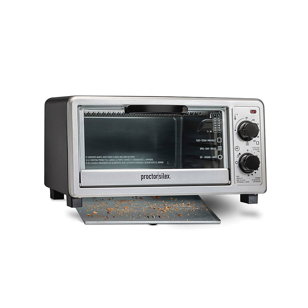 Alt View 13. Proctor Silex - 4 Slice Toaster Oven with Broiler - Black.