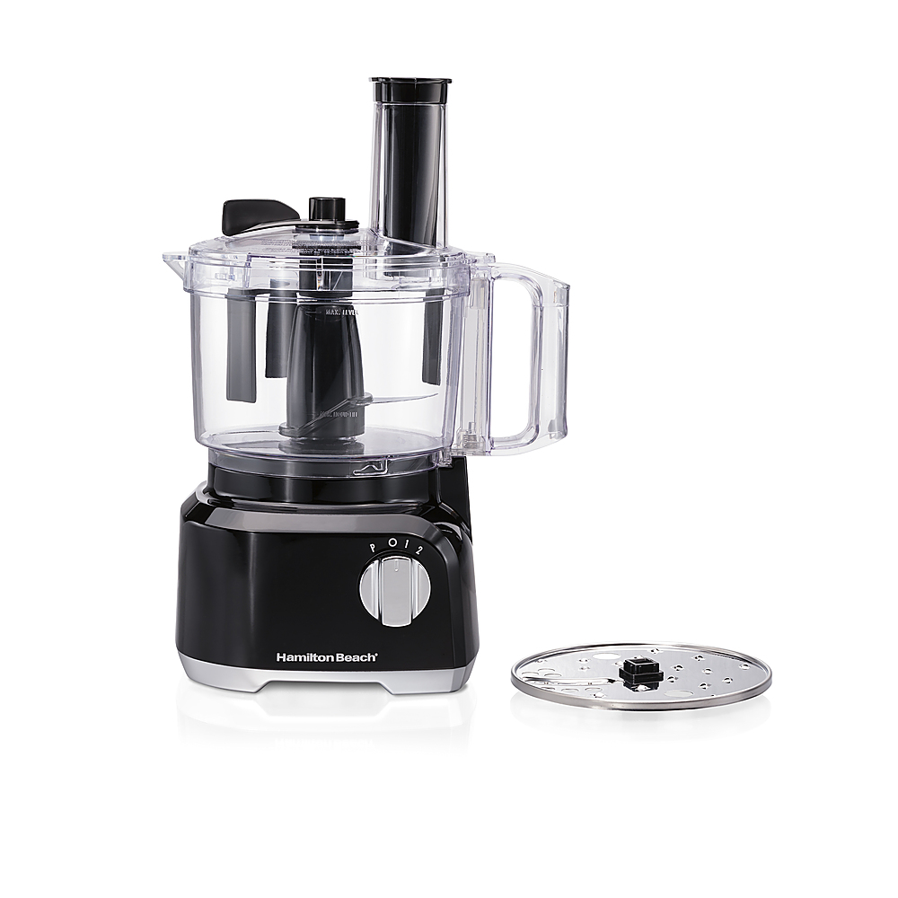 Angle View: Hamilton Beach - 8 Cup Food Processor with Built-In Bowl Scraper - Black
