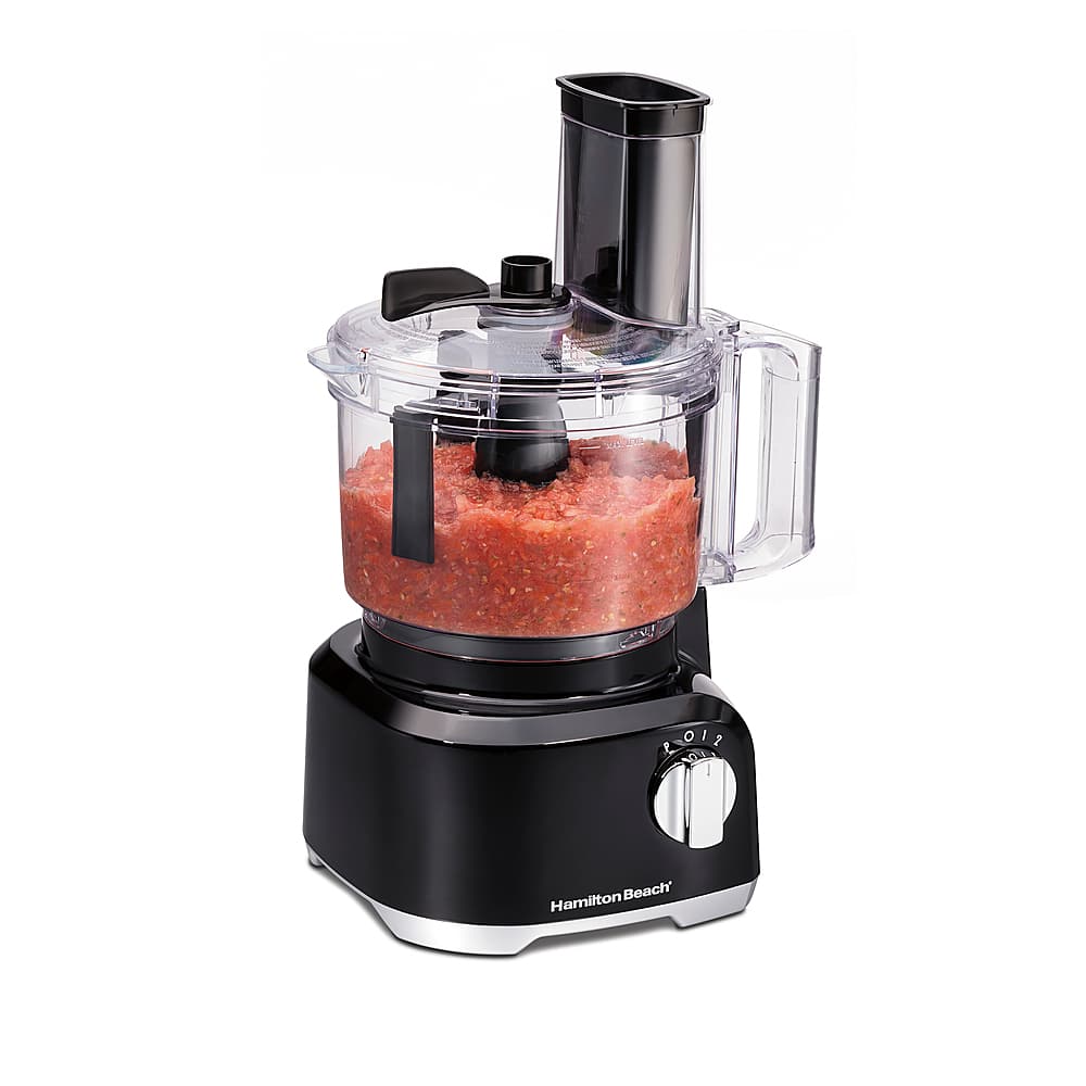Front. Hamilton Beach - 8 Cup Food Processor with Built-In Bowl Scraper - Black.