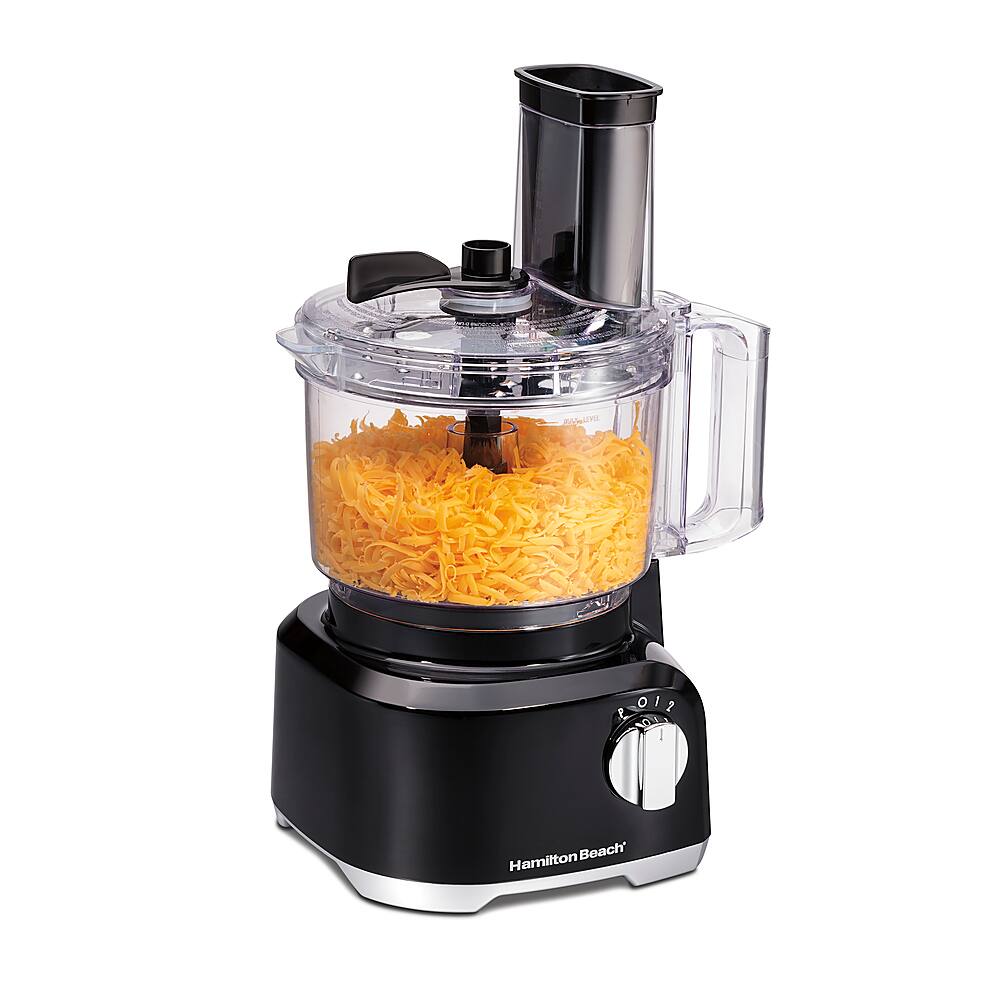Left. Hamilton Beach - 8 Cup Food Processor with Built-In Bowl Scraper - Black.