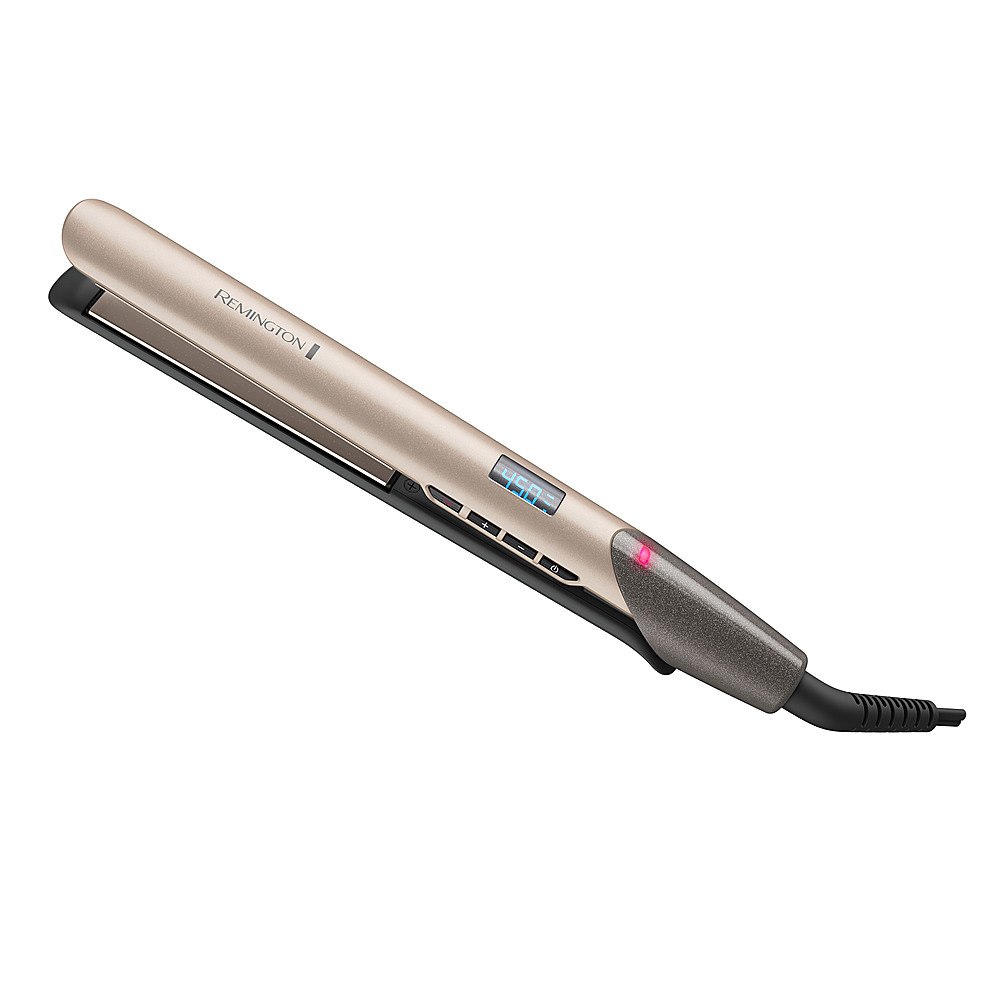 Angle View: Remington Pro Color Care Technology Professional 1" Ceramic Flat Iron Hair Straightener, Champagne